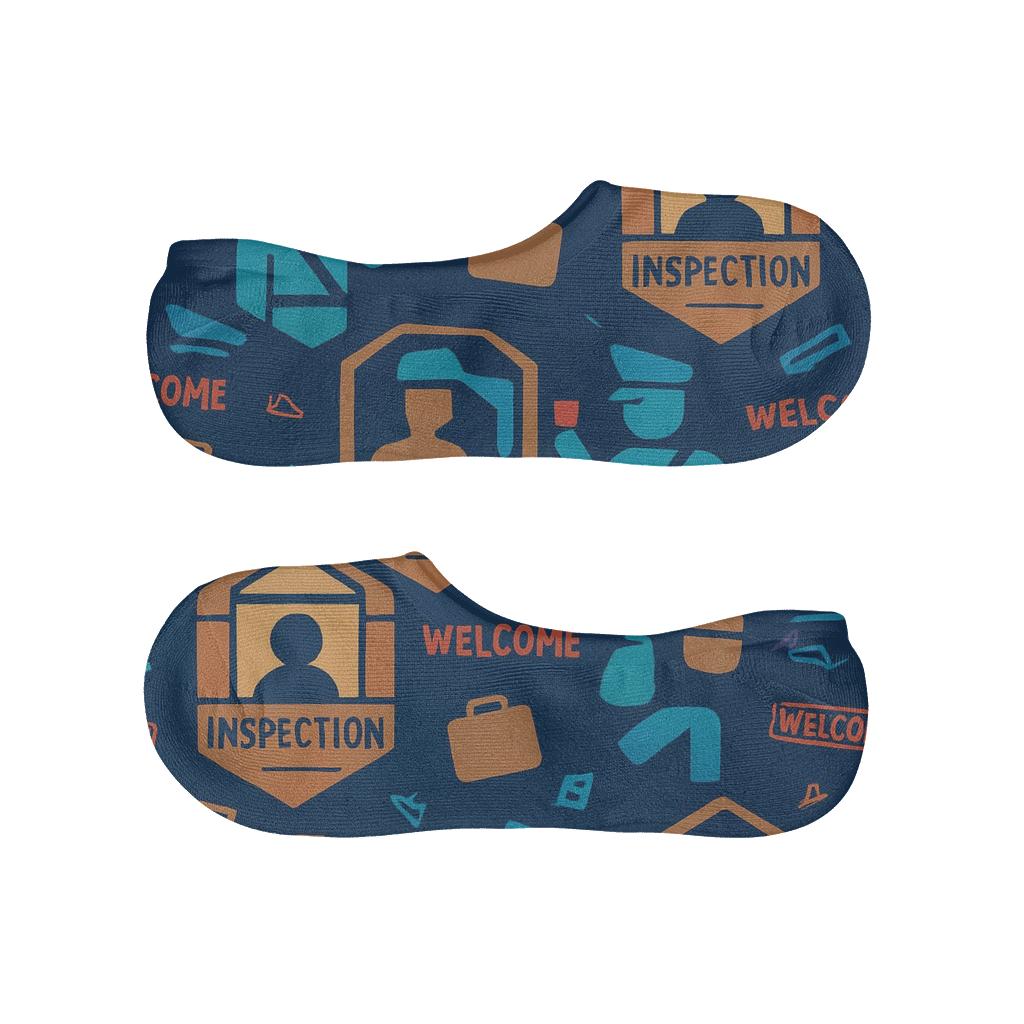 Immigration Officer Border Booth Tessellation comfortable low-cut socks