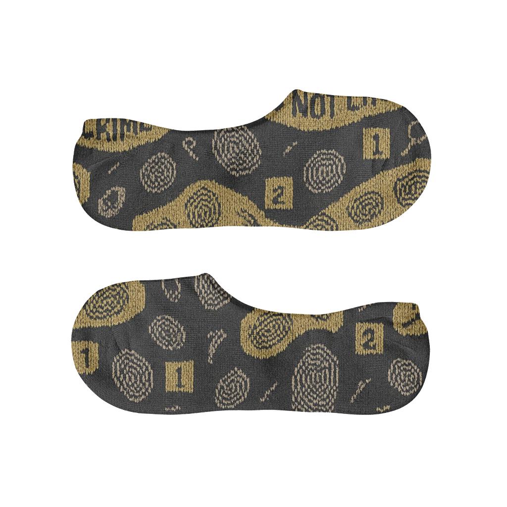 Crime Scene Investigator Evidence Tape Wave Knit designer print no-show socks