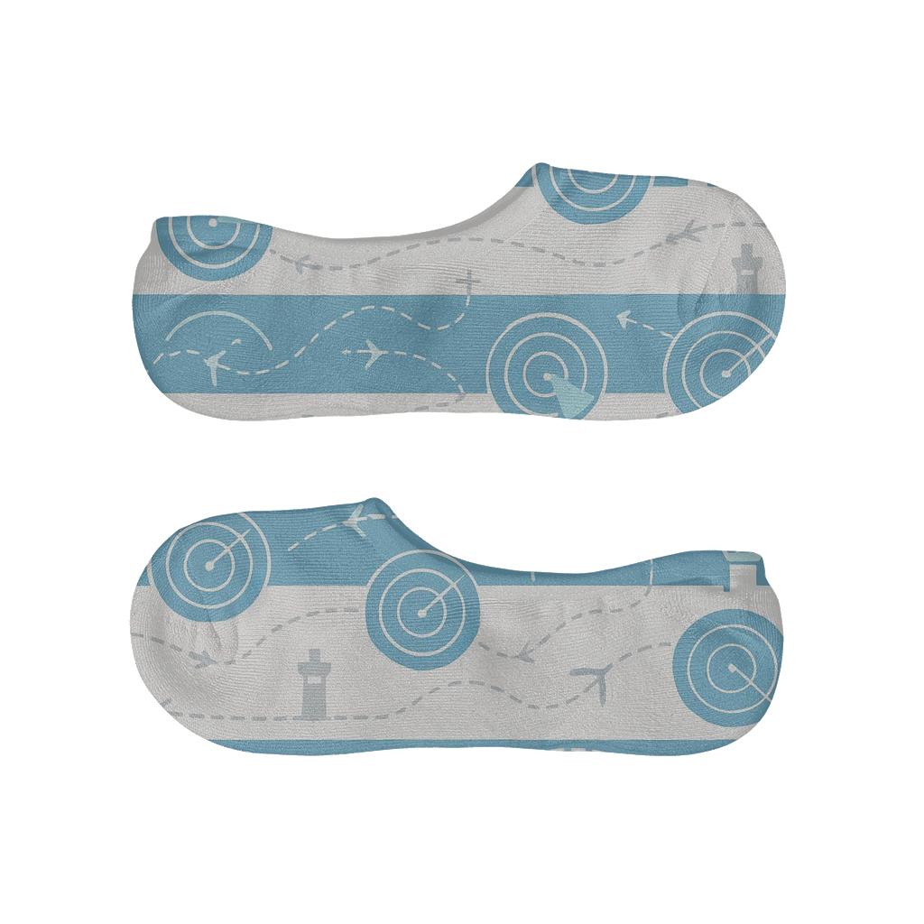 Radar Bands With Air Traffic Controller Icons low cut no-show socks
