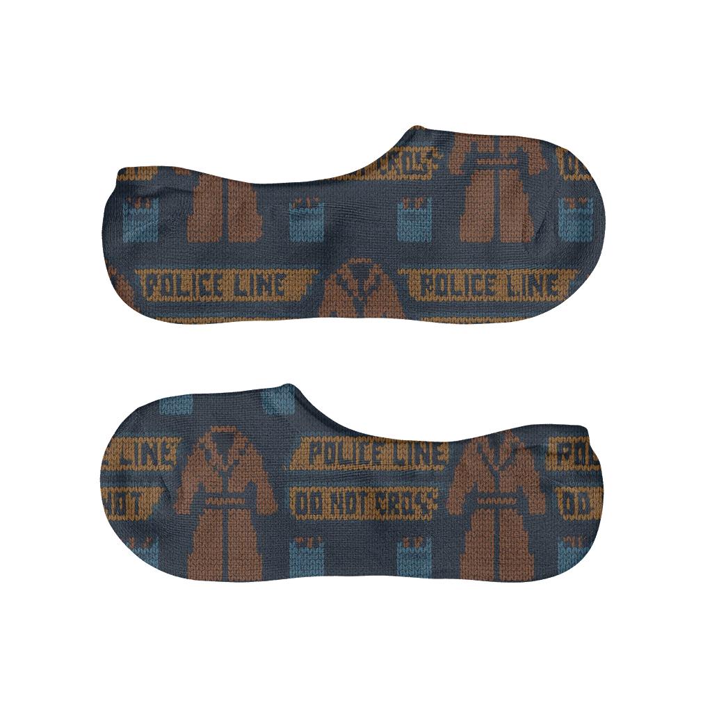Knitted Pattern Illusion In Police Detective Tapes personalized no-show socks