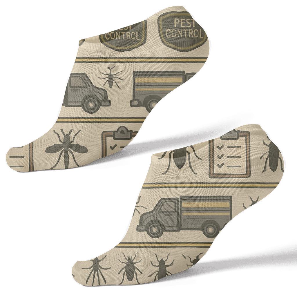 Service Collage For Pest Control Technician Uniform Band Pattern unique graphic ankle socks
