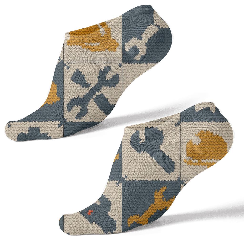 Knitted Illusion Factory Worker Gear Quilt unique graphic ankle socks