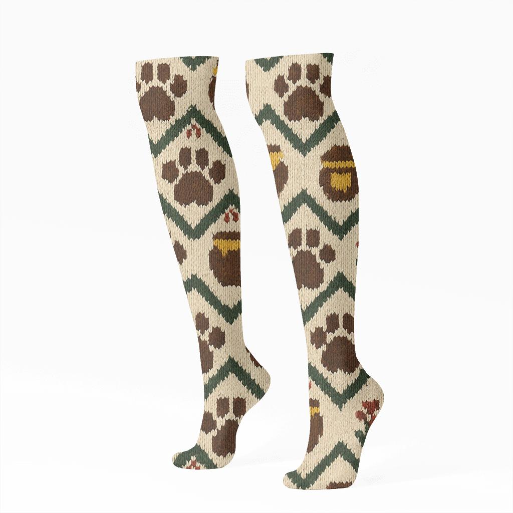 Bear Paw Chevron Knit Illusion stylish athletic knee-high socks