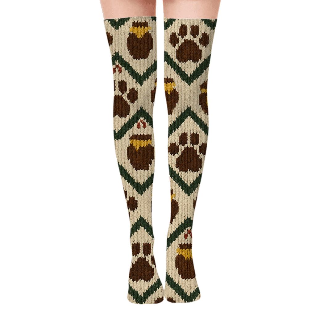 Bear Paw Chevron Knit Illusion stylish fashion over-the-knee socks