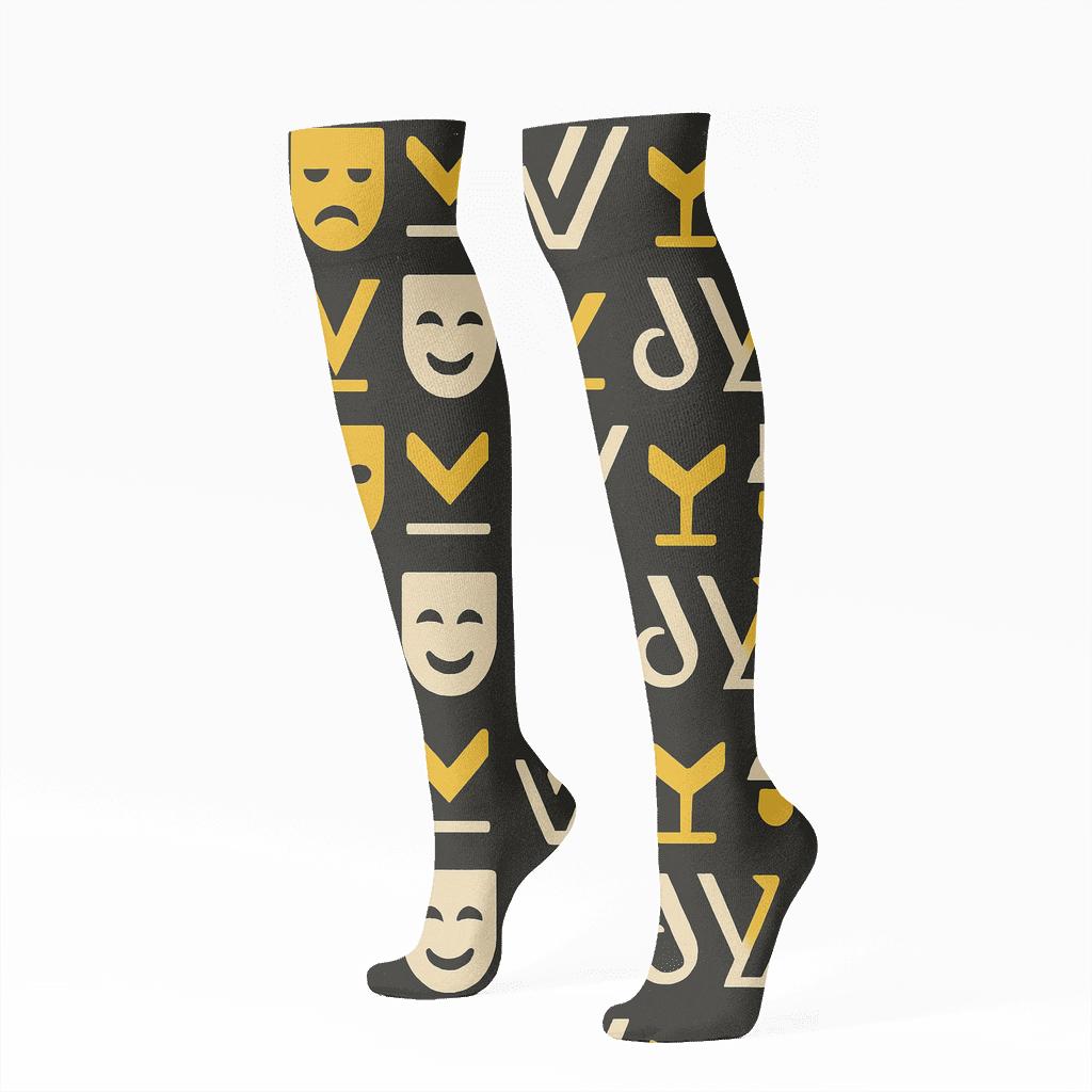 Minimal Grid Pattern Actor Edition custom knee-high socks