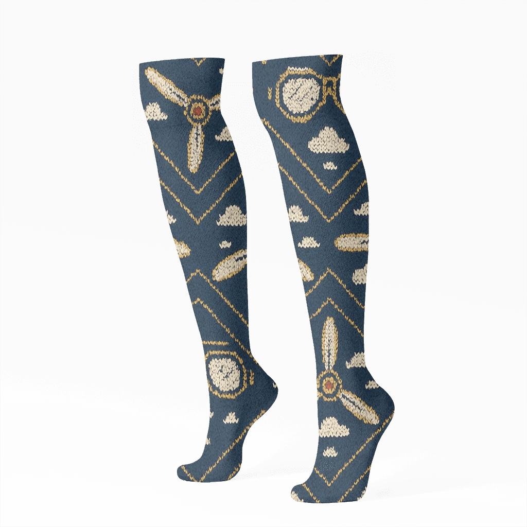 Propeller Chevron In Pilot Chic stylish athletic knee-high socks