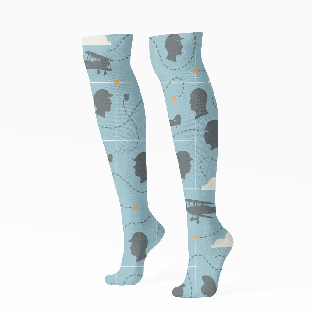 Sky Map Tile Pattern For The Pilot personalized knee-high socks