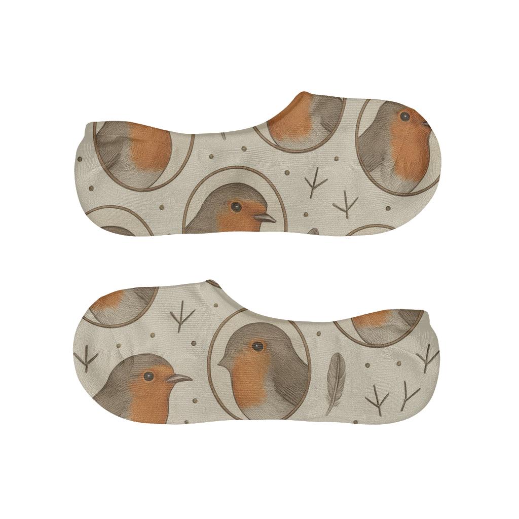 Robin Portrait Dots On Soft Beige Background trendy no-show sock styles