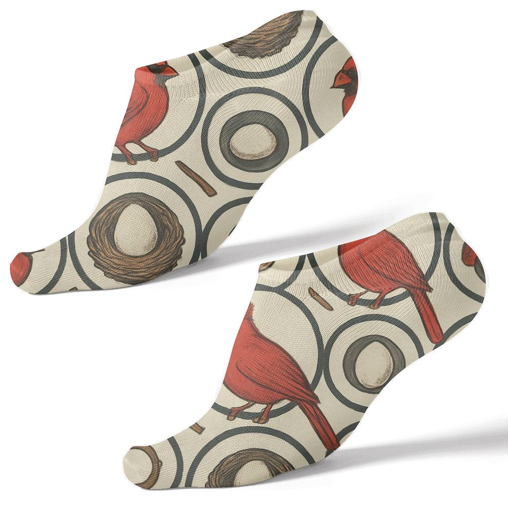 Cardinal Crest Medallion Tiles On Warm Ivory Background designer print ankle socks