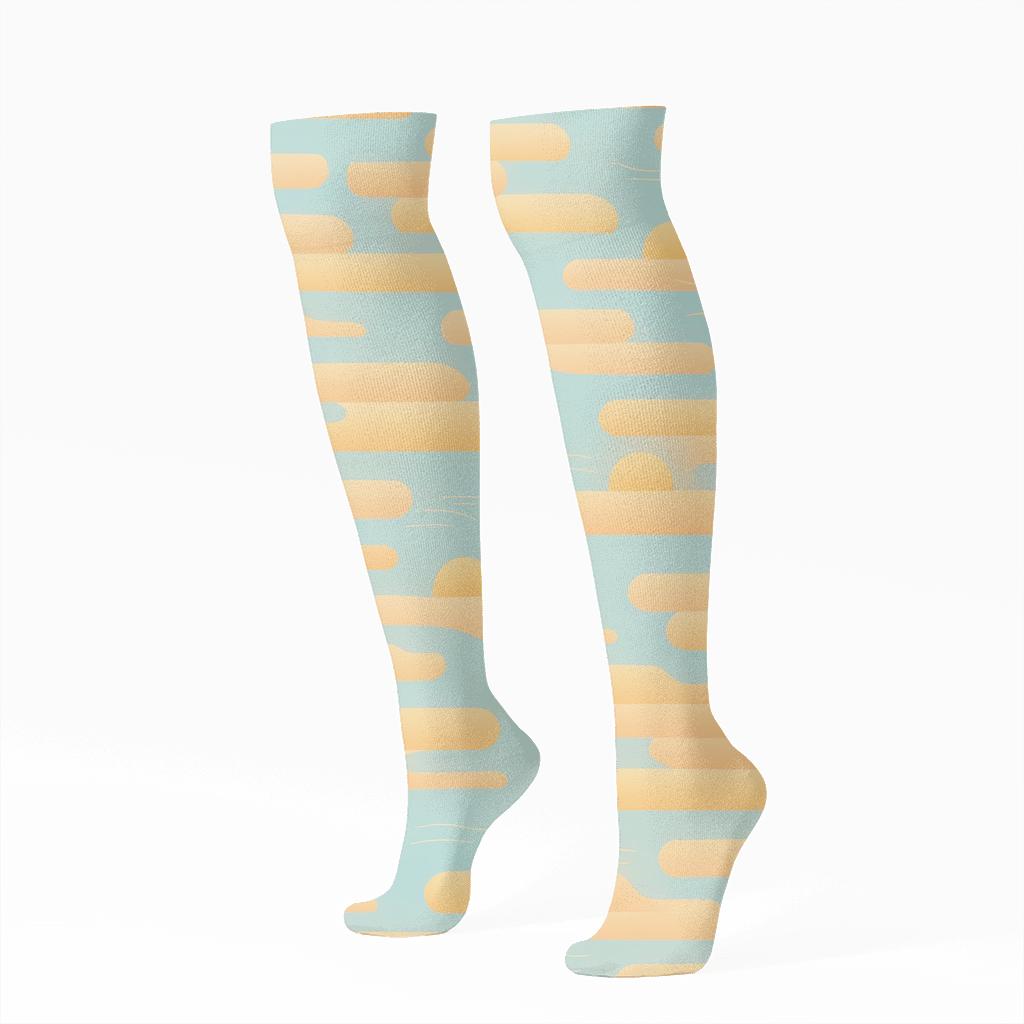 Stratus Bands With Clouds In Sunrise Pastel personalized knee-high socks