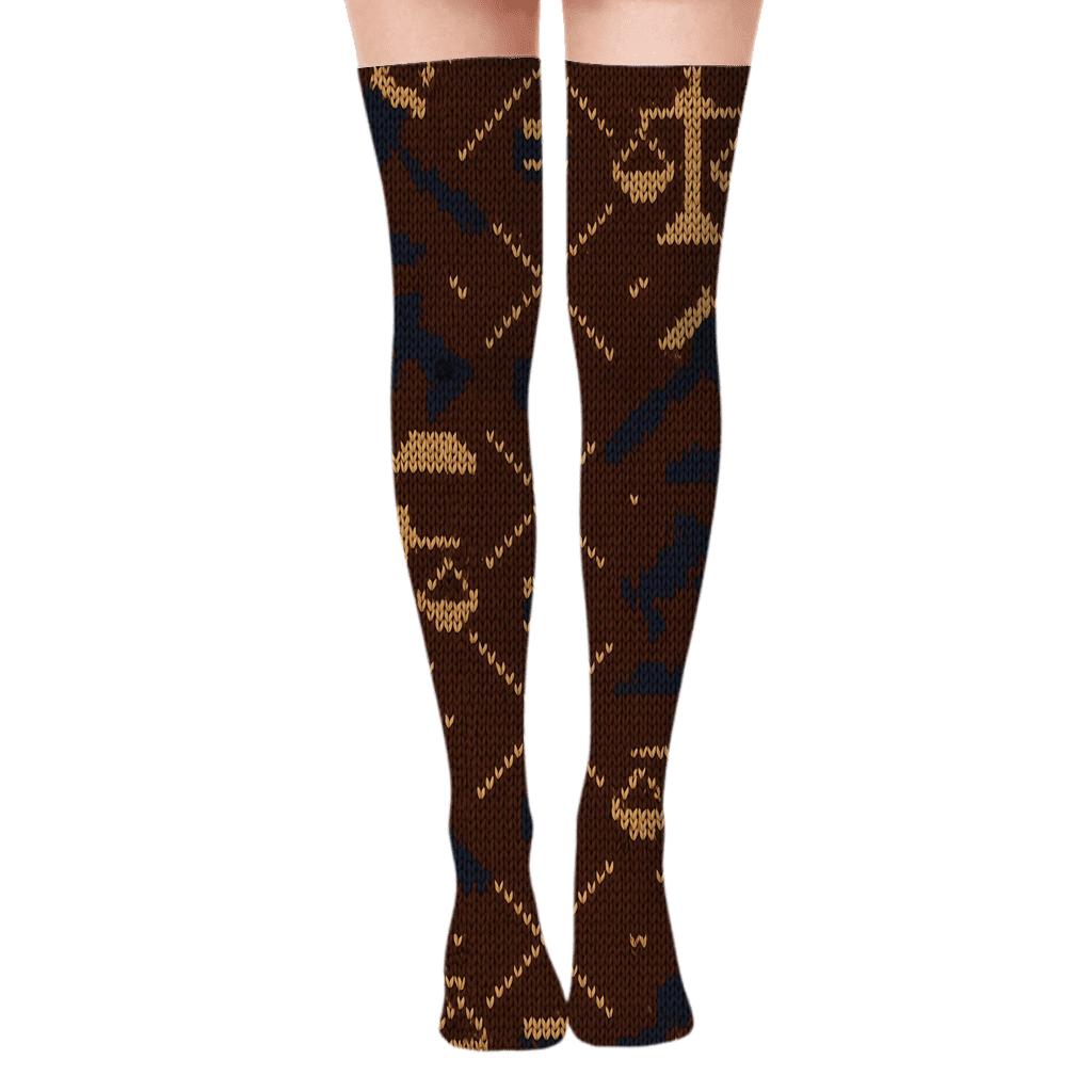 Knitted Illusion Lawyer Motif Lattice custom over-the-knee socks