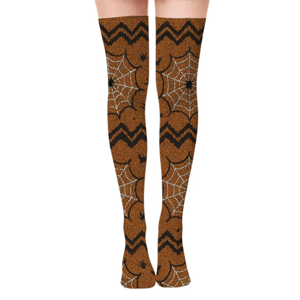Knitted Spider Web Band Sampler custom over-the-knee socks