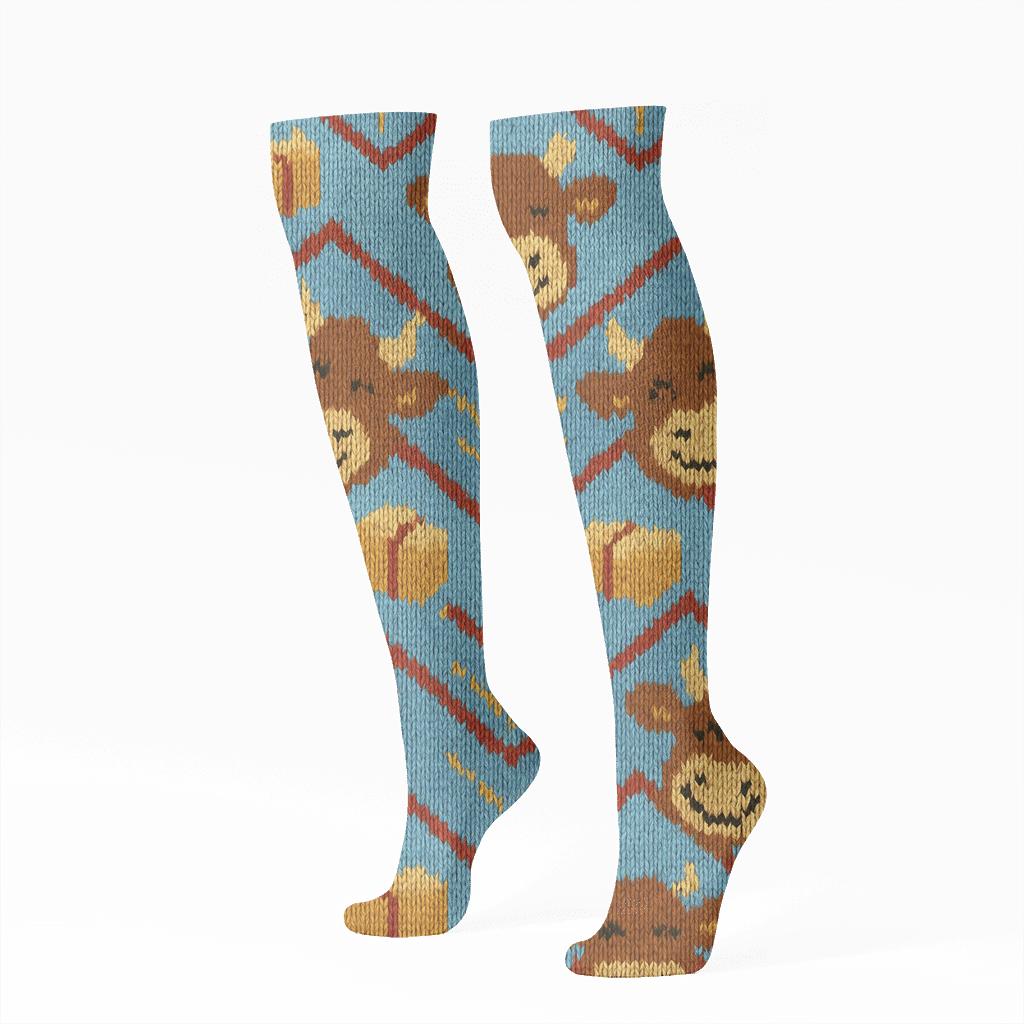 Rancher Cattle Chevron Knit Illusion personalized knee-high socks