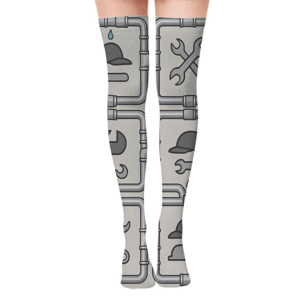 Pipe Lattice With Plumber Tools Interior stylish fashion over-the-knee socks