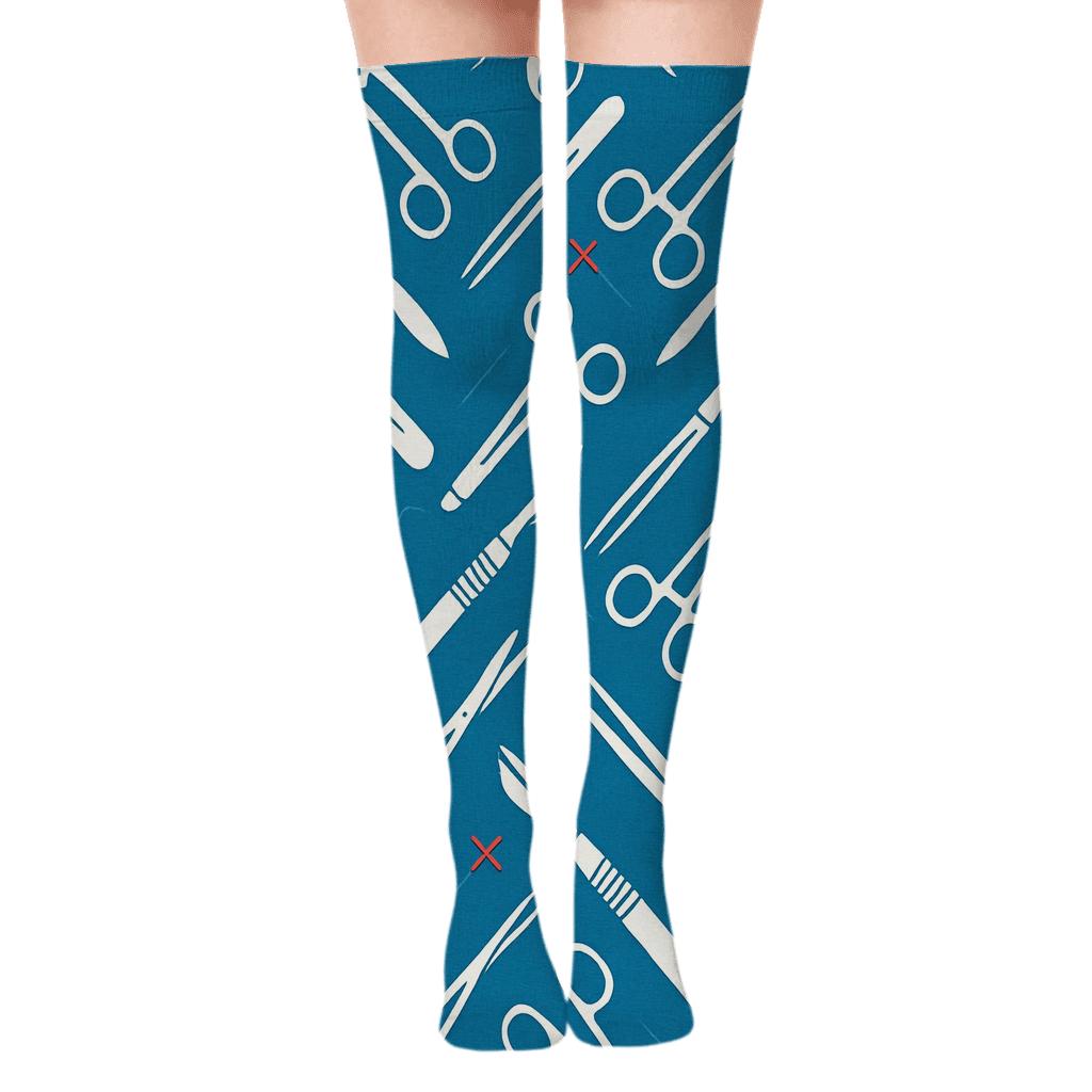 Instrument Chevron In Surgeon Blue soft everyday over-the-knee socks