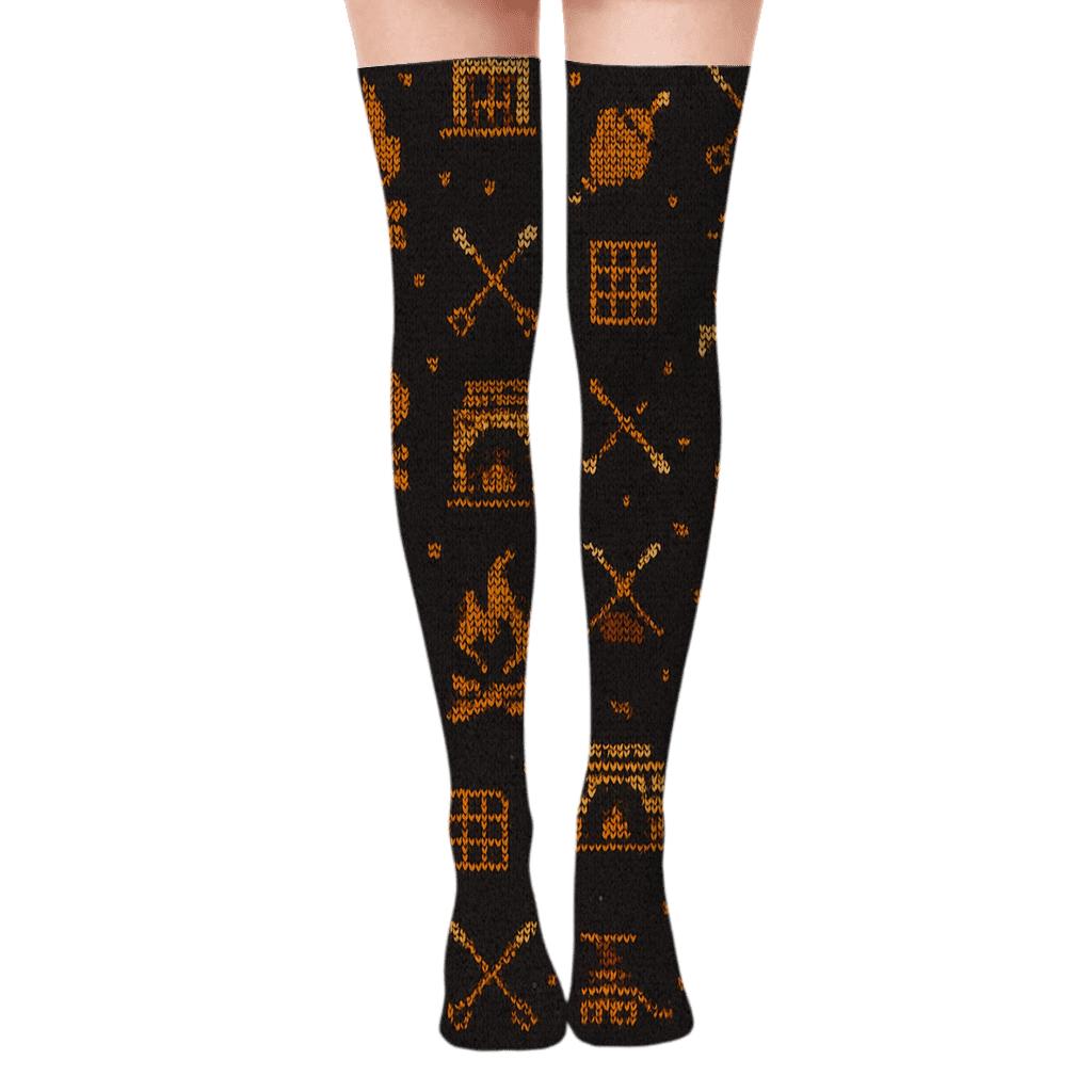 Knitted Hearth Icons In Fireplace Warmth comfortable cotton over-the-knee socks