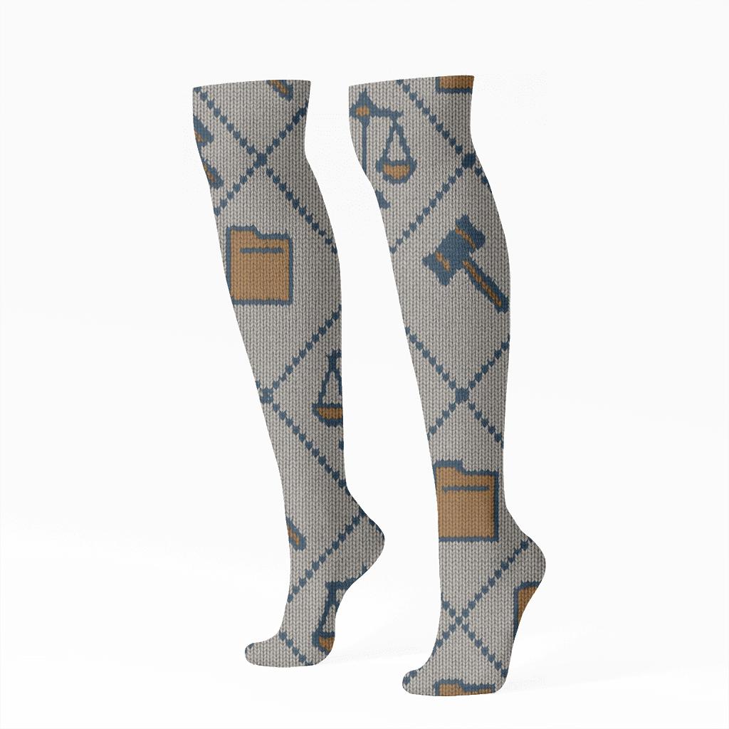 Court Clerk Crafted Gavel Lattice comfortable cotton knee-high socks