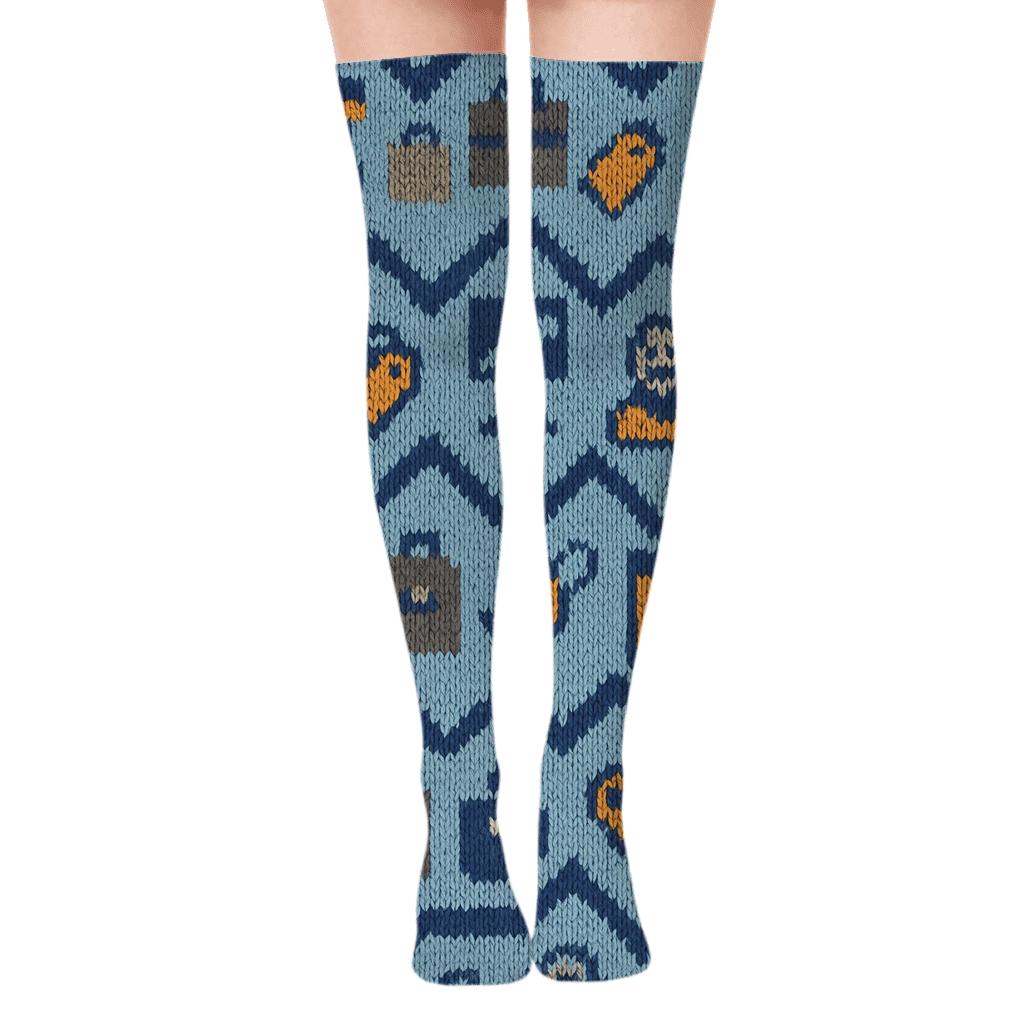 Salesperson Knit-Pattern Booth Parade soft everyday over-the-knee socks