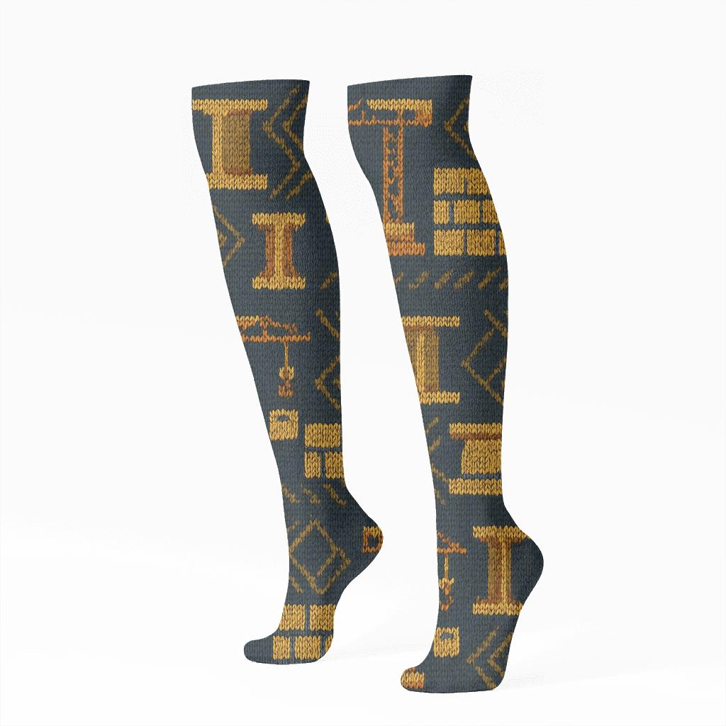 Civil Engineer Knitted Illusion Beam Bands comfortable cotton knee-high socks