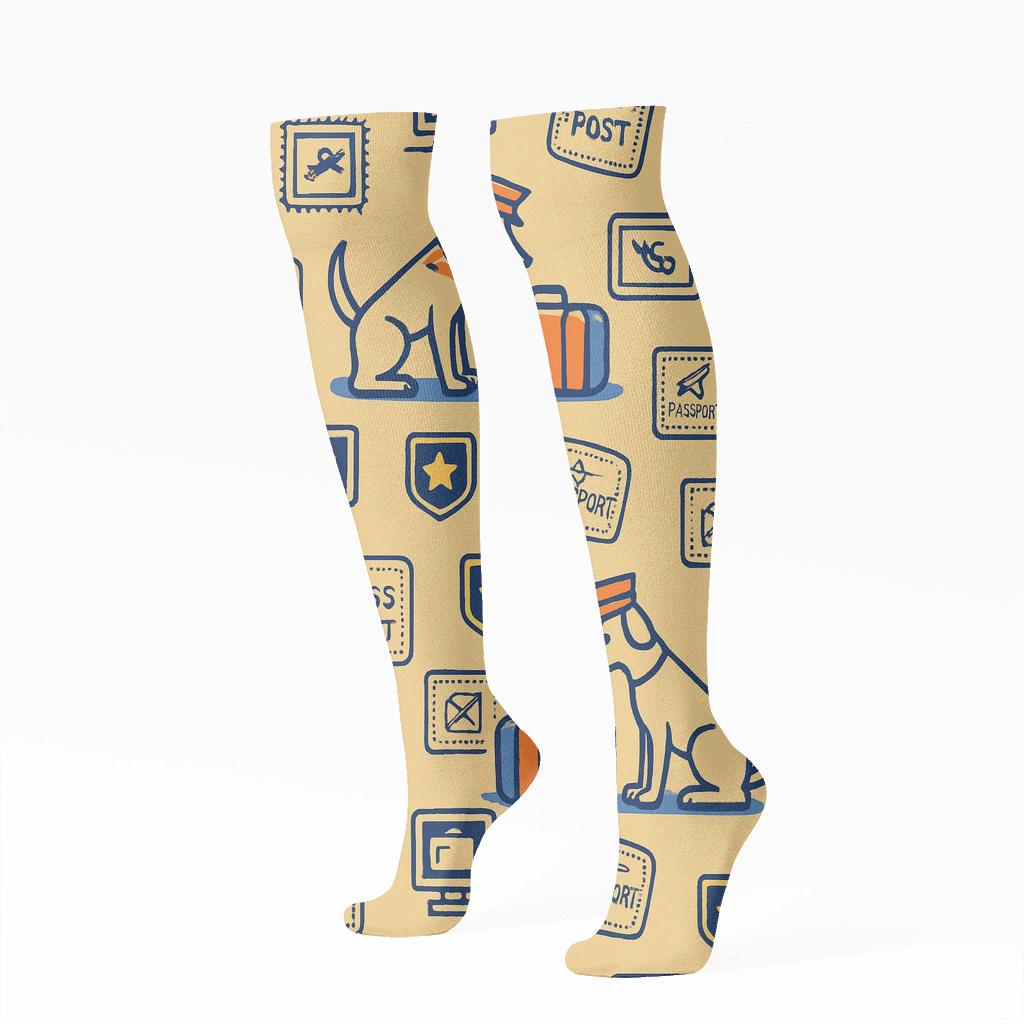 Tessellated Customs Officer K9 And Luggage Check personalized knee-high socks