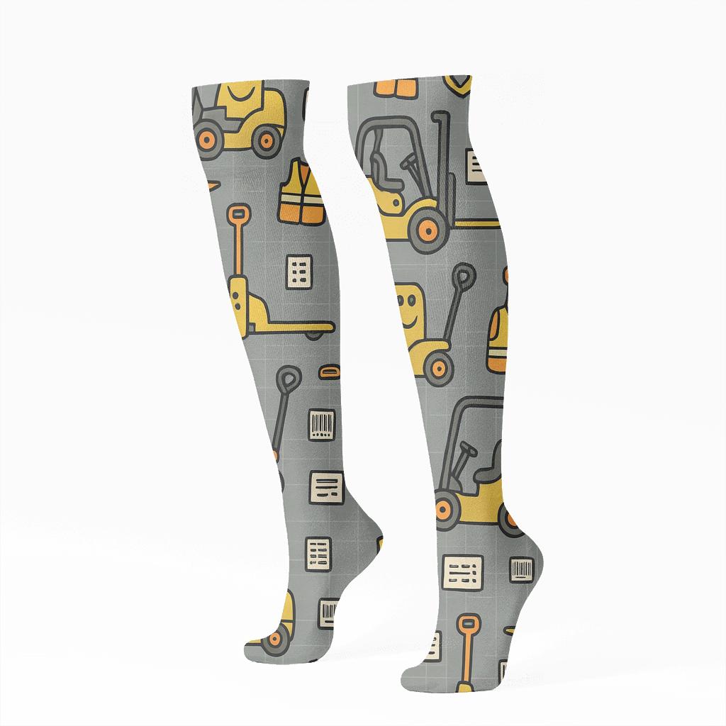 Forklift Parade With Warehouse Worker Charm personalized knee-high socks