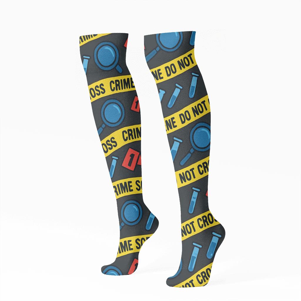 Evidence Tape Waves For The Forensic Scientist stylish athletic knee-high socks