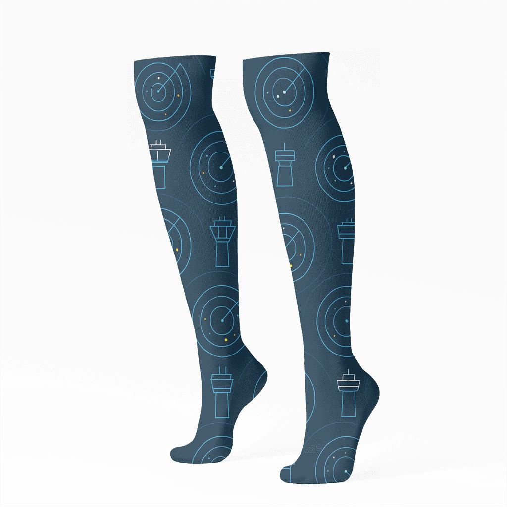 Radar Weave Air Traffic Controller Pattern custom knee-high socks