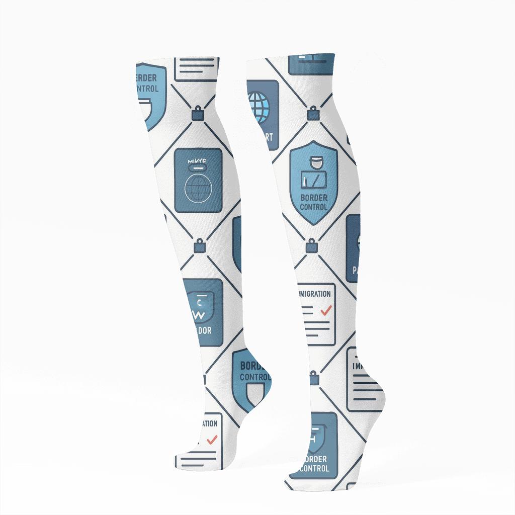 Immigration Officer Gate Icon Tessellation soft everyday knee-high socks
