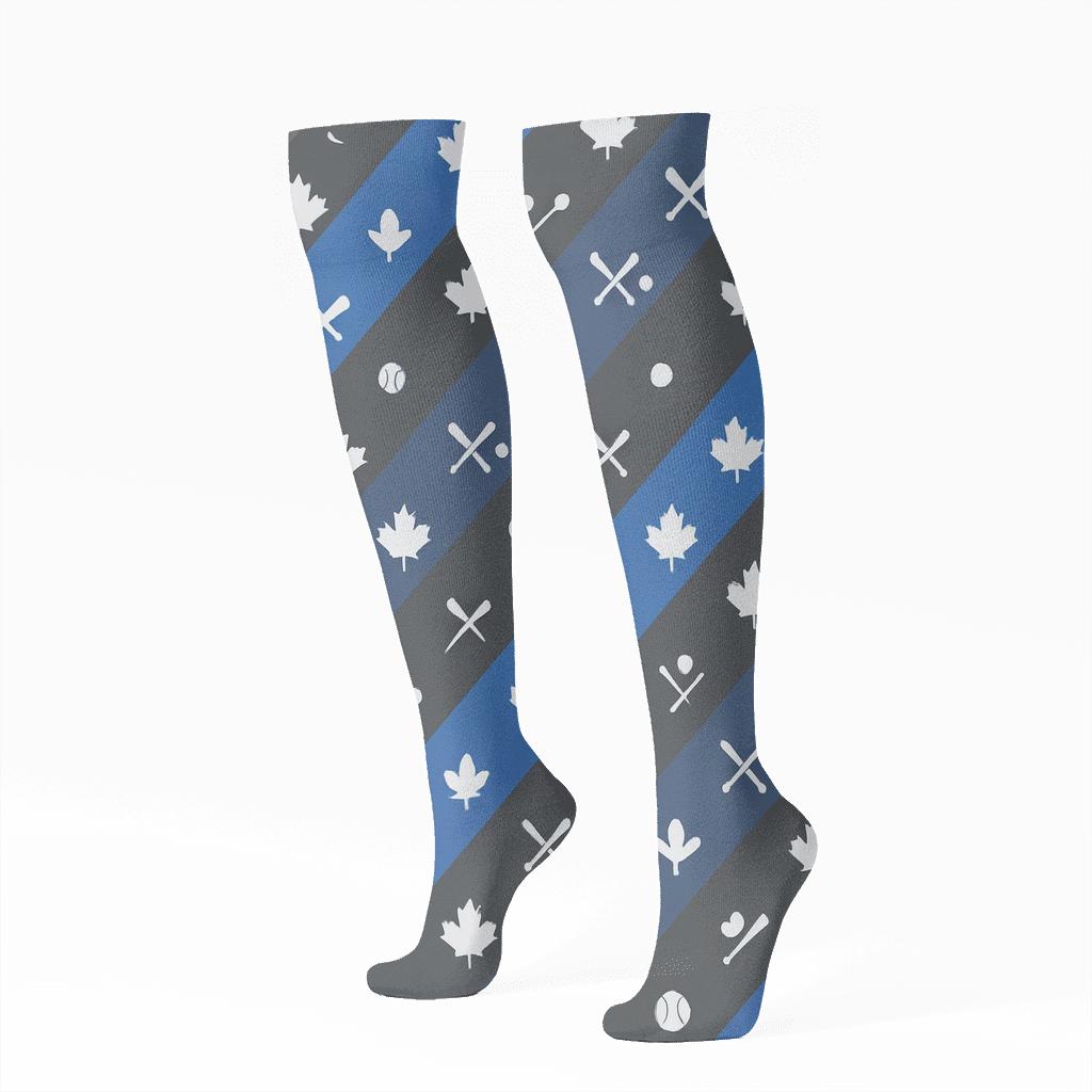 Maple Leaf Pinstripe Pattern For Blue Jays Fans unique graphic knee-high socks