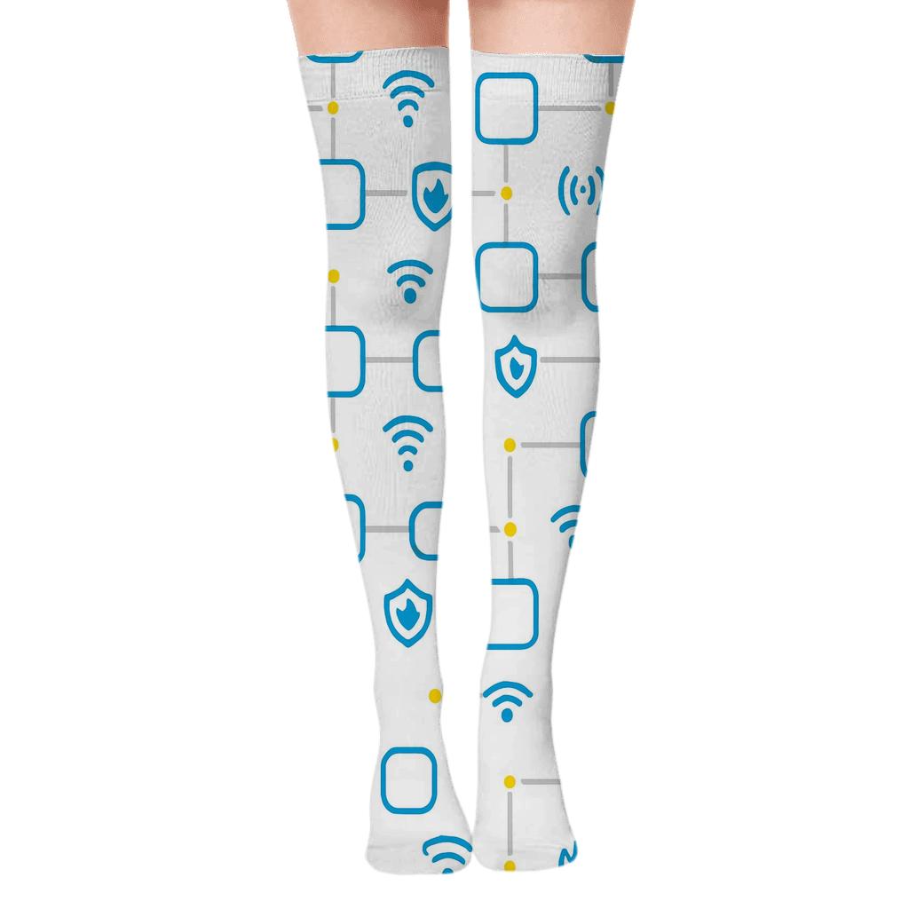 Modern Minimalist Grid With Network Administrator Nodes stylish fashion over-the-knee socks