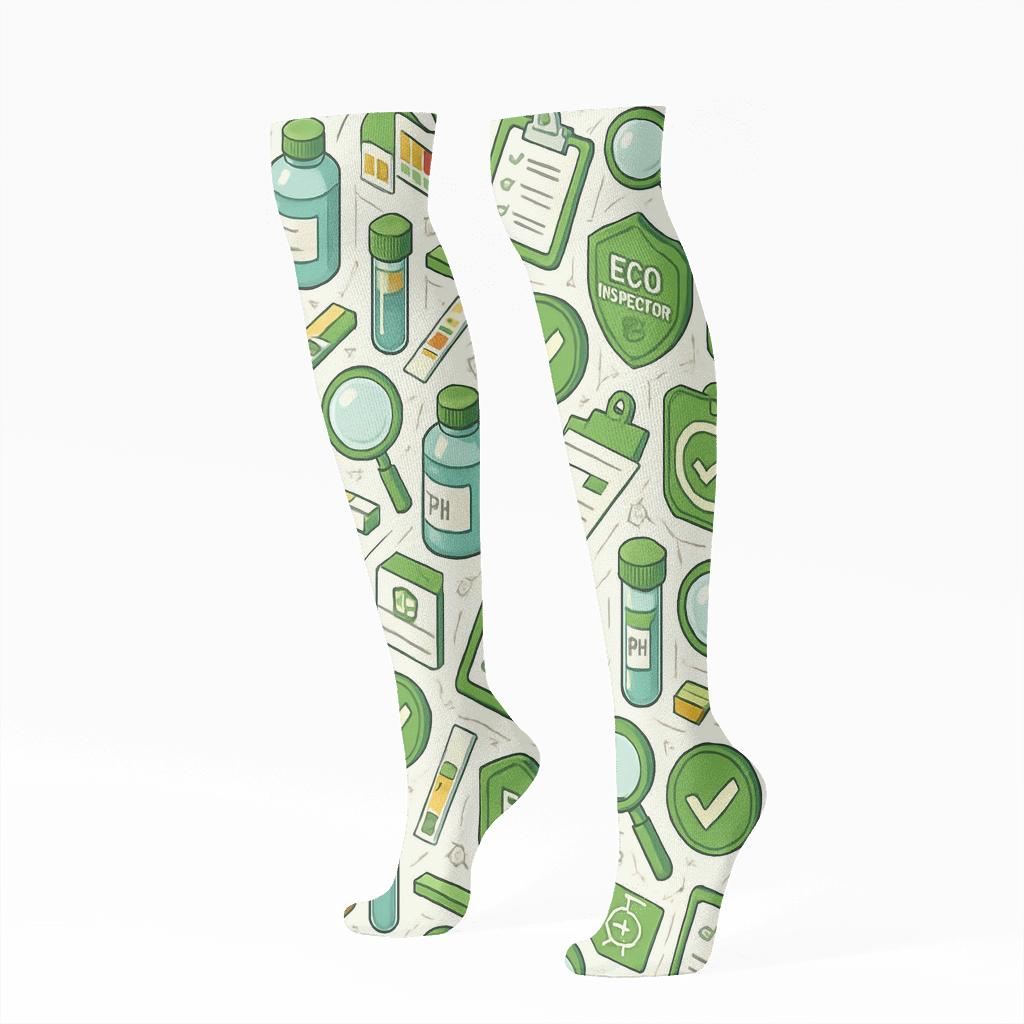 Environmental Inspector Water Quality Infographic Tessellation unique graphic knee-high socks