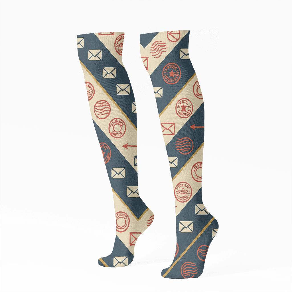 Air Mail Chevrons For Postal Worker trendy patterned knee-high socks