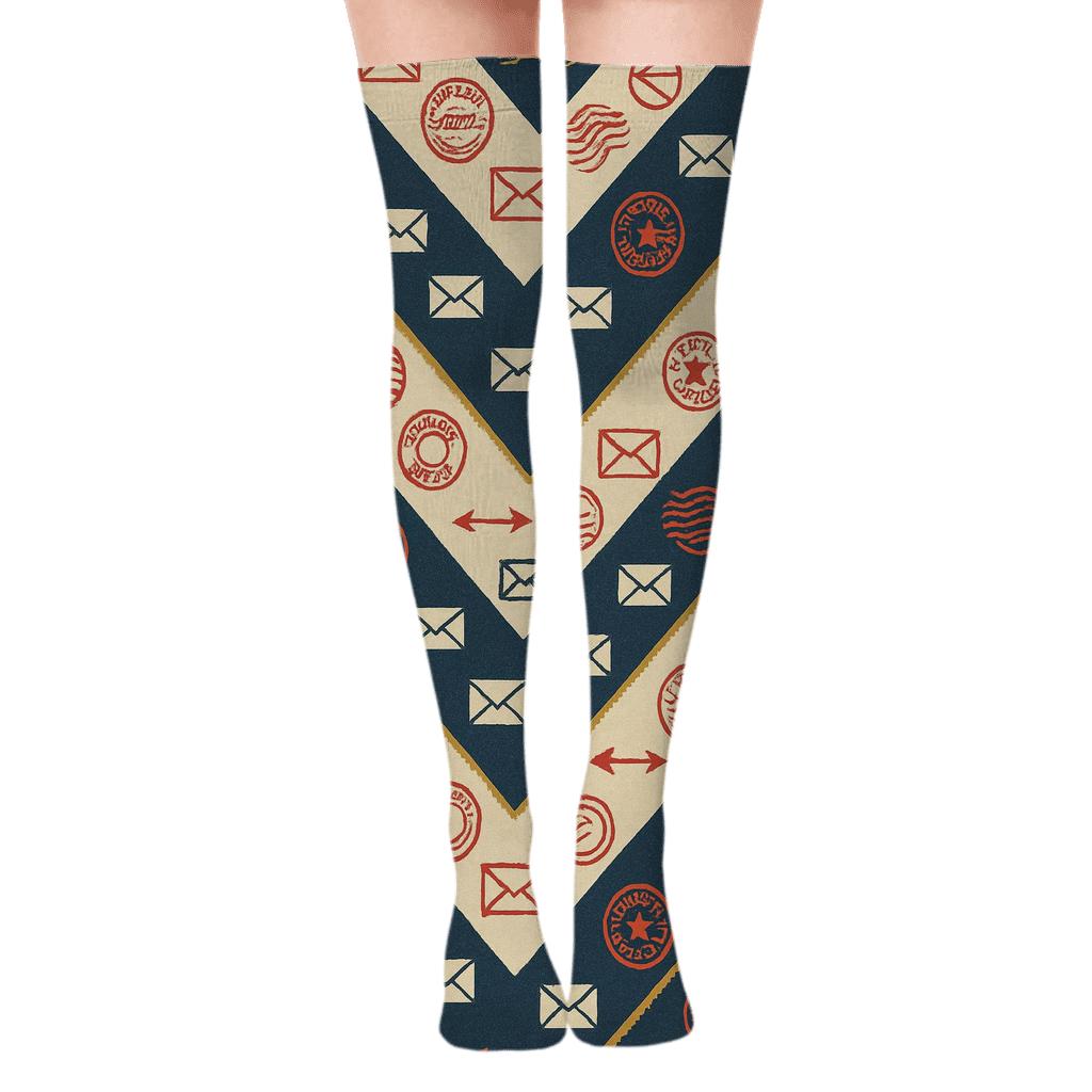 Air Mail Chevrons For Postal Worker designer print over-the-knee socks