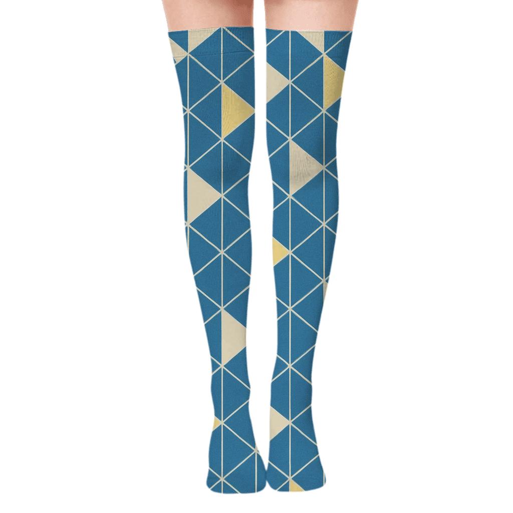 Prism Grid Tessellate unique graphic over-the-knee socks
