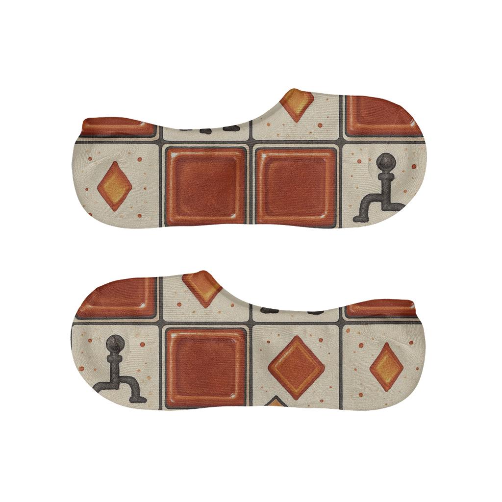 Hearth Tile Lattice With Heart Glow trendy no-show sock styles