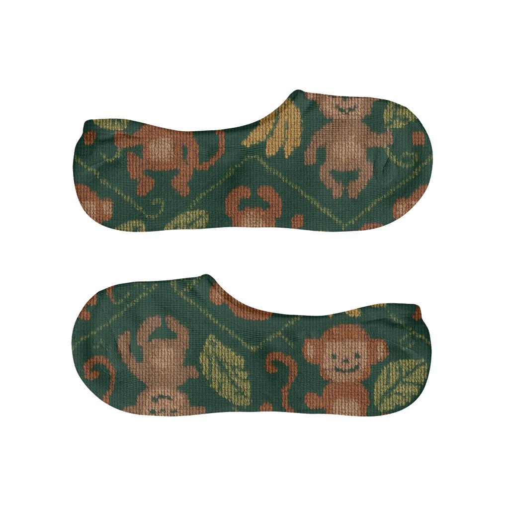 Knitted Jungle Monkey Parade custom no-show socks