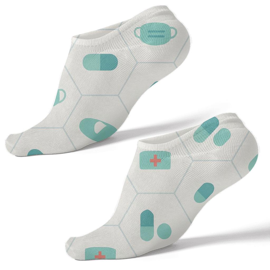 Minimalist Lattice With Nurse Icons stylish athletic ankle socks