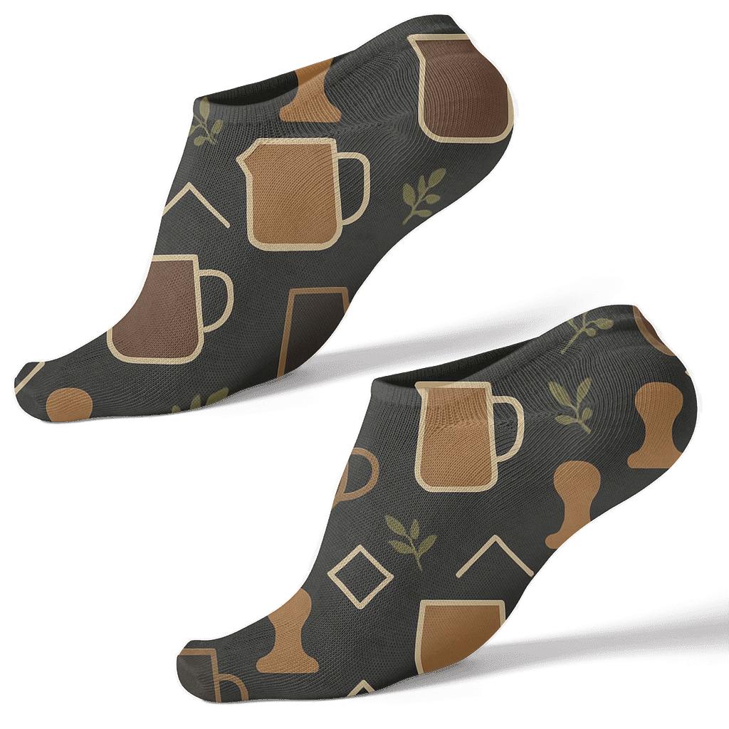 Coffee Cups With Barista Tool Lattice soft everyday ankle socks