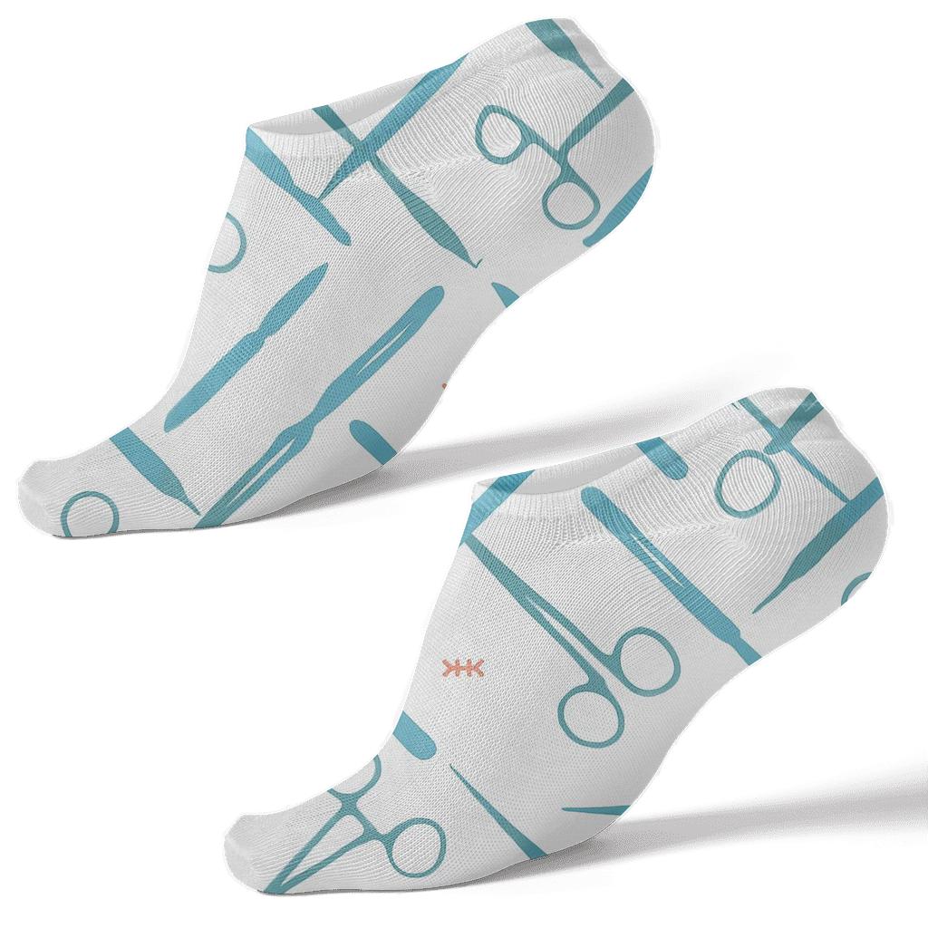 Surgeon Instrument Lattice On Sterile White comfortable cotton ankle socks