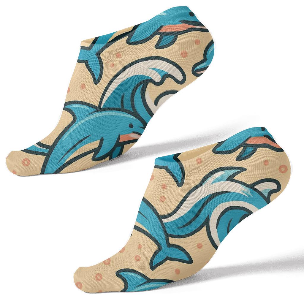 Coastal Chevron Dolphin Splash Pattern soft everyday ankle socks