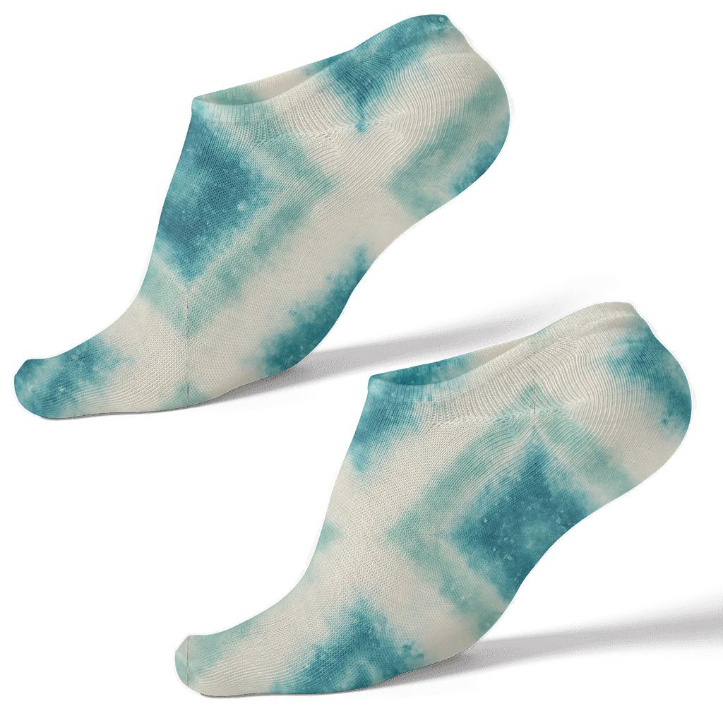 Teal Seafoam Shibori Diamond Drift On Ivory Background stylish athletic ankle socks