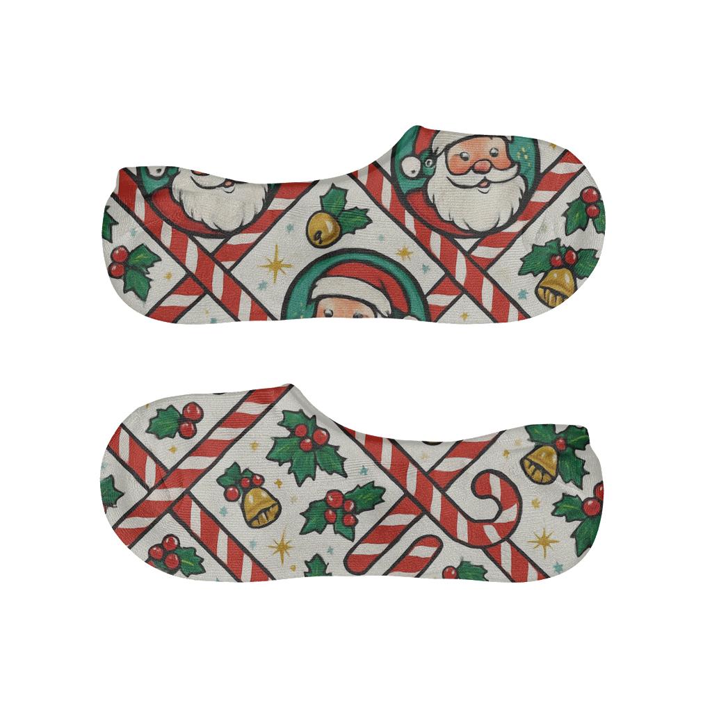 Candy Cane Lattice With Santa Claus Cameos unique hidden socks