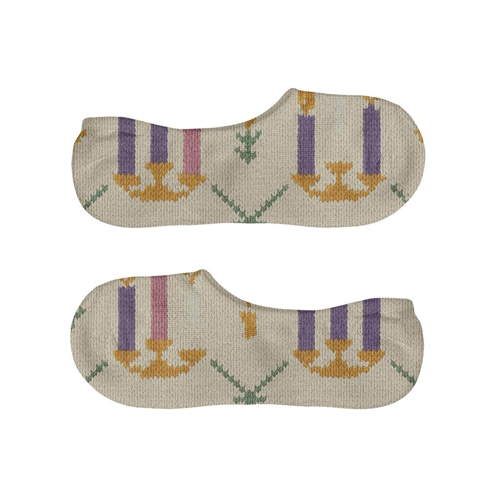 Knitted Illusion Lattice With Advent Candles breathable no-show socks