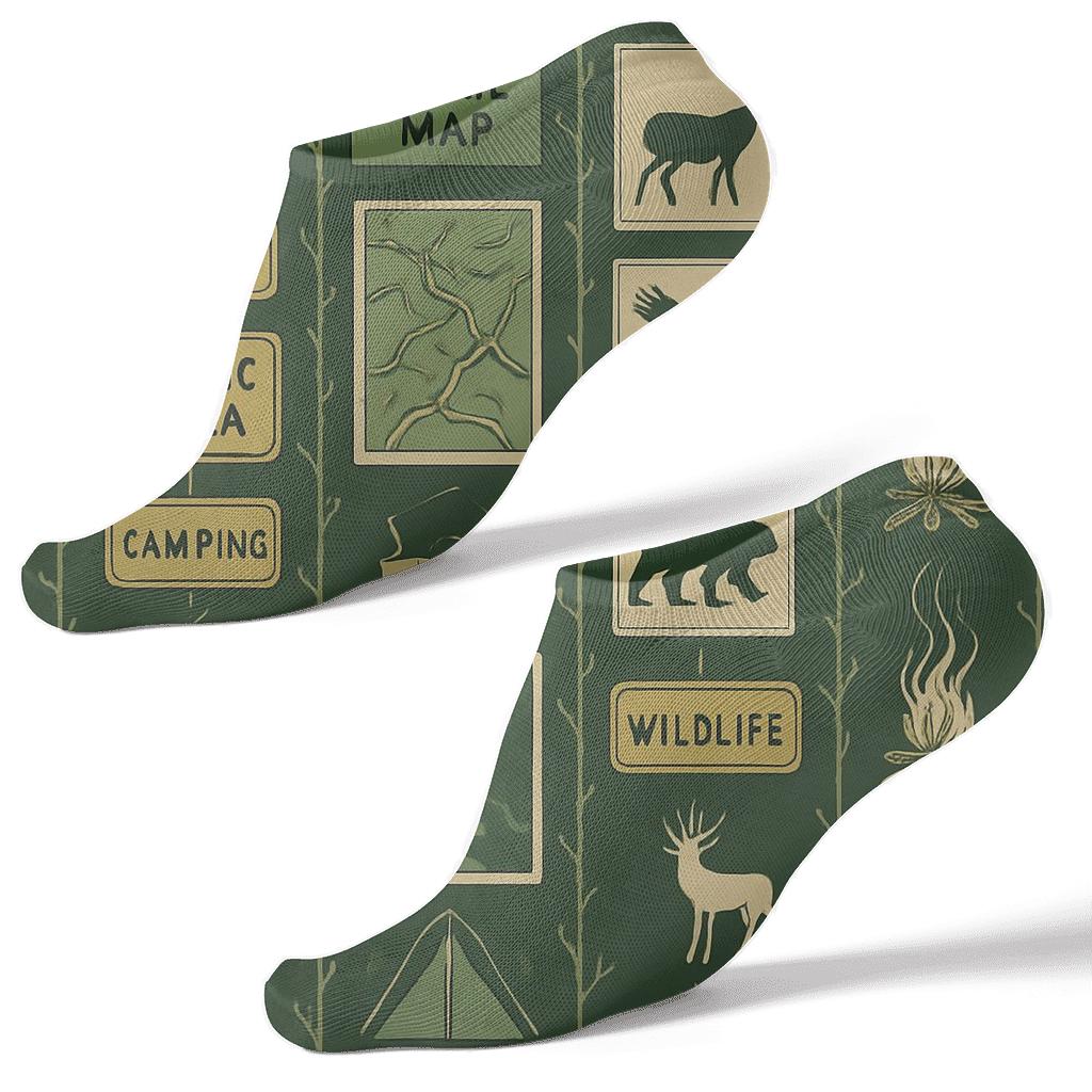 Vintage Naturalist Poster Look Pattern For Park Ranger Life personalized ankle socks