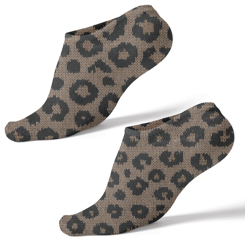 Charcoal Knit Illusion Micro Spot Bands On Warm Taupe trendy patterned ankle socks