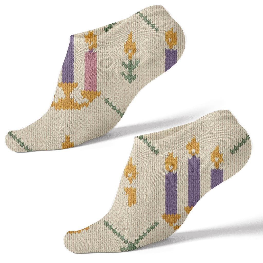Knitted Illusion Lattice With Advent Candles unique graphic ankle socks