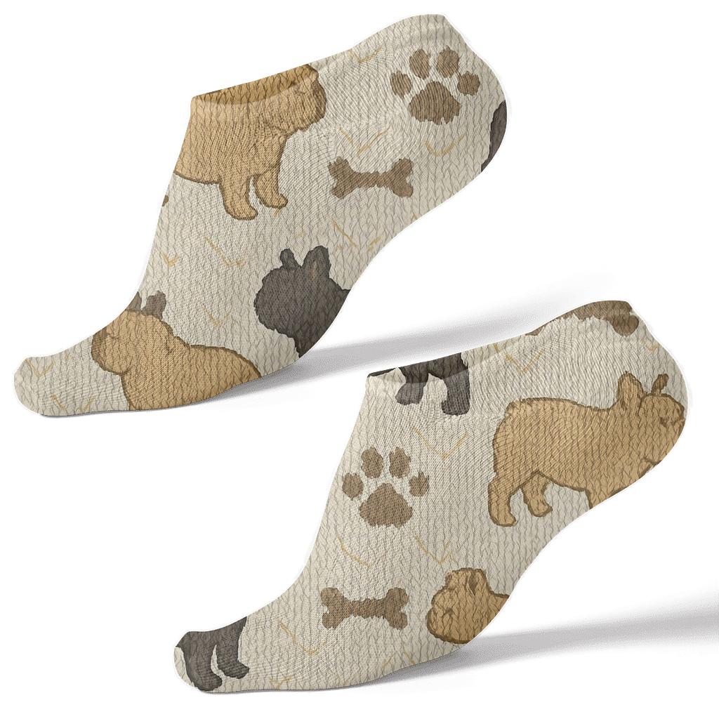 Cozy Knit French Bulldog Cable Repeat stylish athletic ankle socks