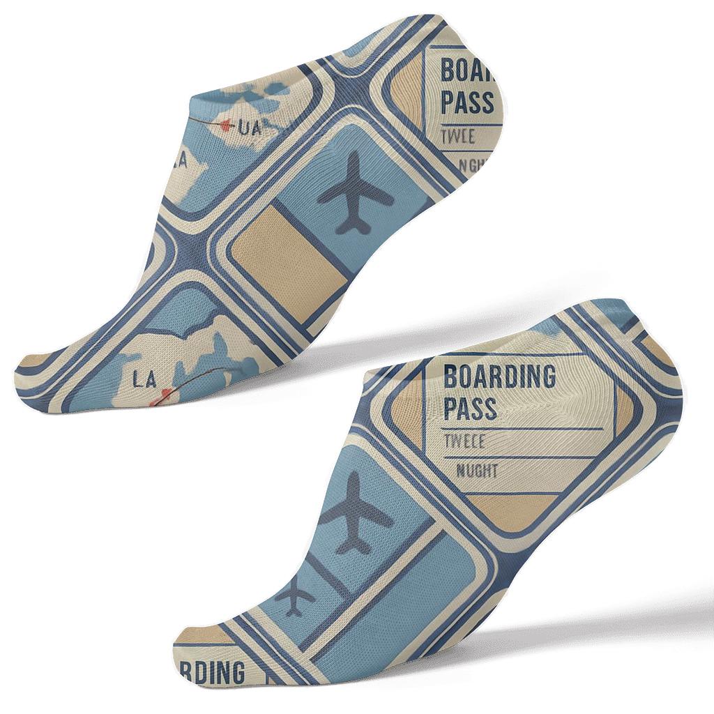 Vintage Flight Attendant Route Map Tessellation custom ankle socks