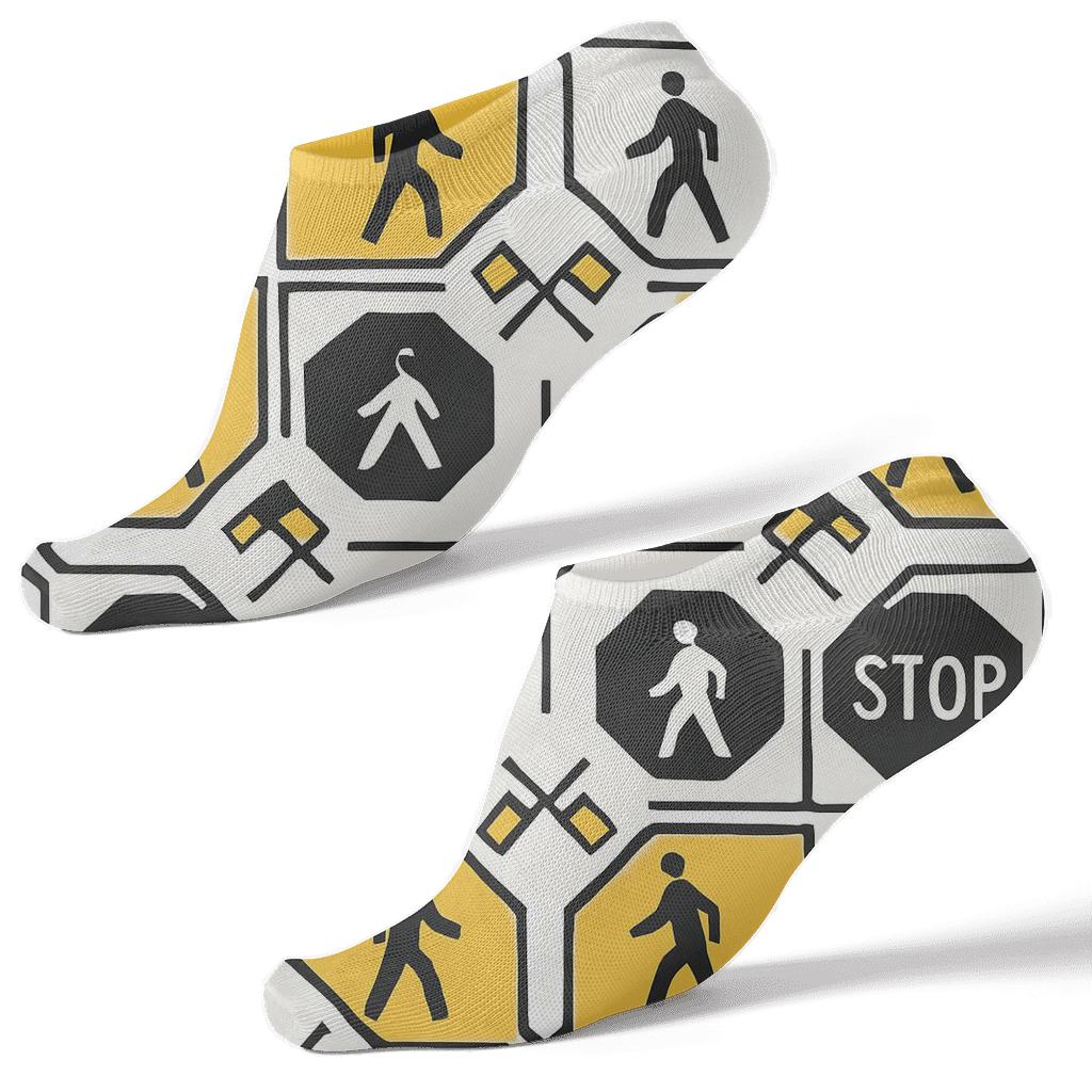 Stop Sign Medallions With Crossing Guard Rhythm trendy patterned ankle socks