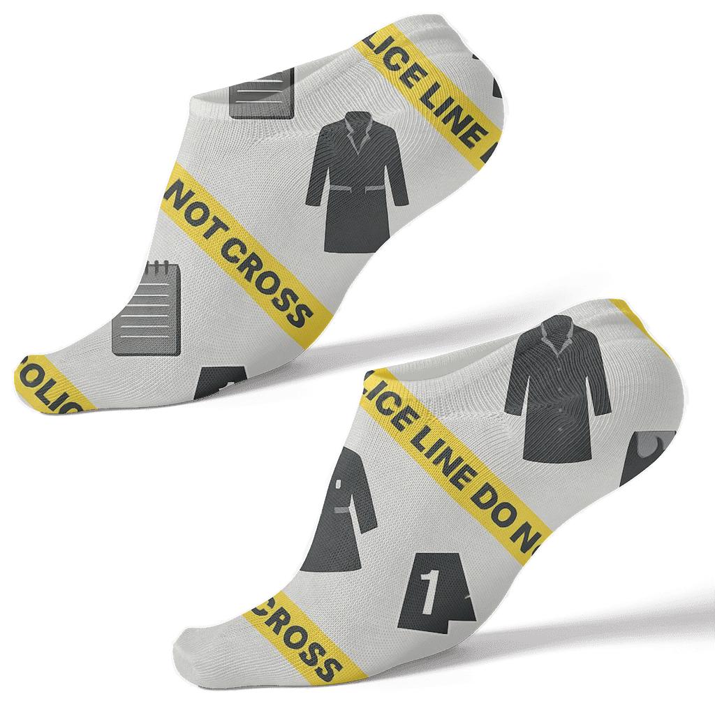 Investigative Collage With Police Detective Tape Bands comfortable cotton ankle socks